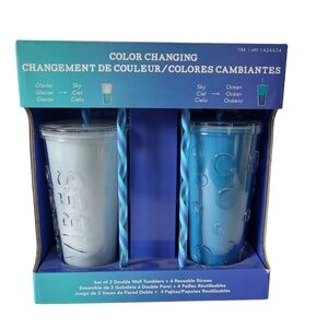 Changing Double Wall Tumblers, 22 oz, Plastic, Reusable, Insulated, BPA Free, Ki